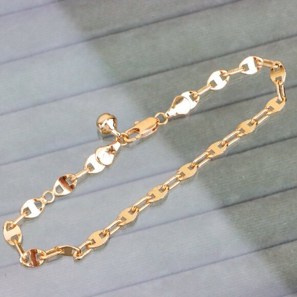 "Chunky Rose Gold Anklet with Bold Links in Polished Finish, XPAL1067 - Picture 1 of 12